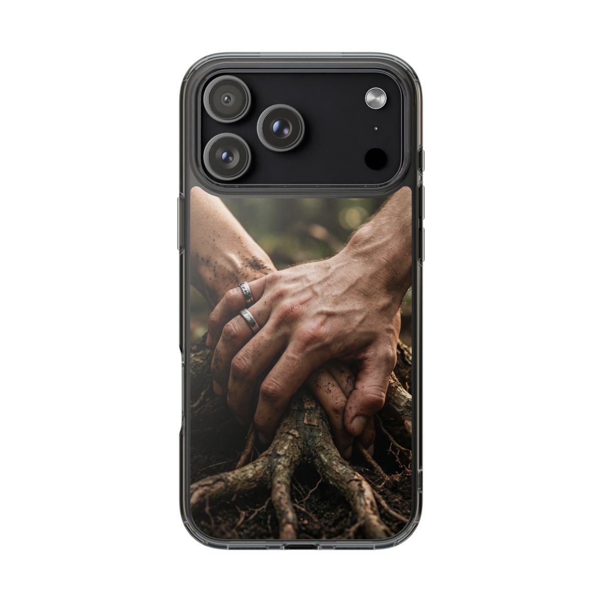 Clear Apple iPhone Case Tree Roots and Hands Art