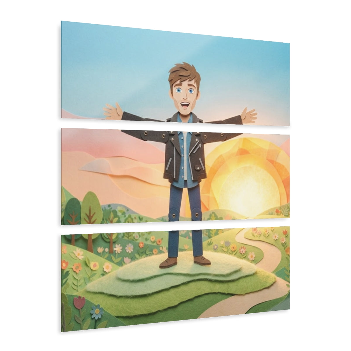 Acrylic Prints Triptych - Paper Meadow — Landscape |...