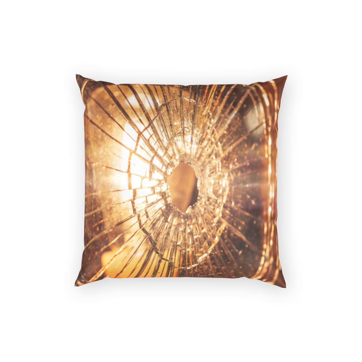 Poly Velvet Pillow - Golden Fractures Cinematic Art - Moody...
