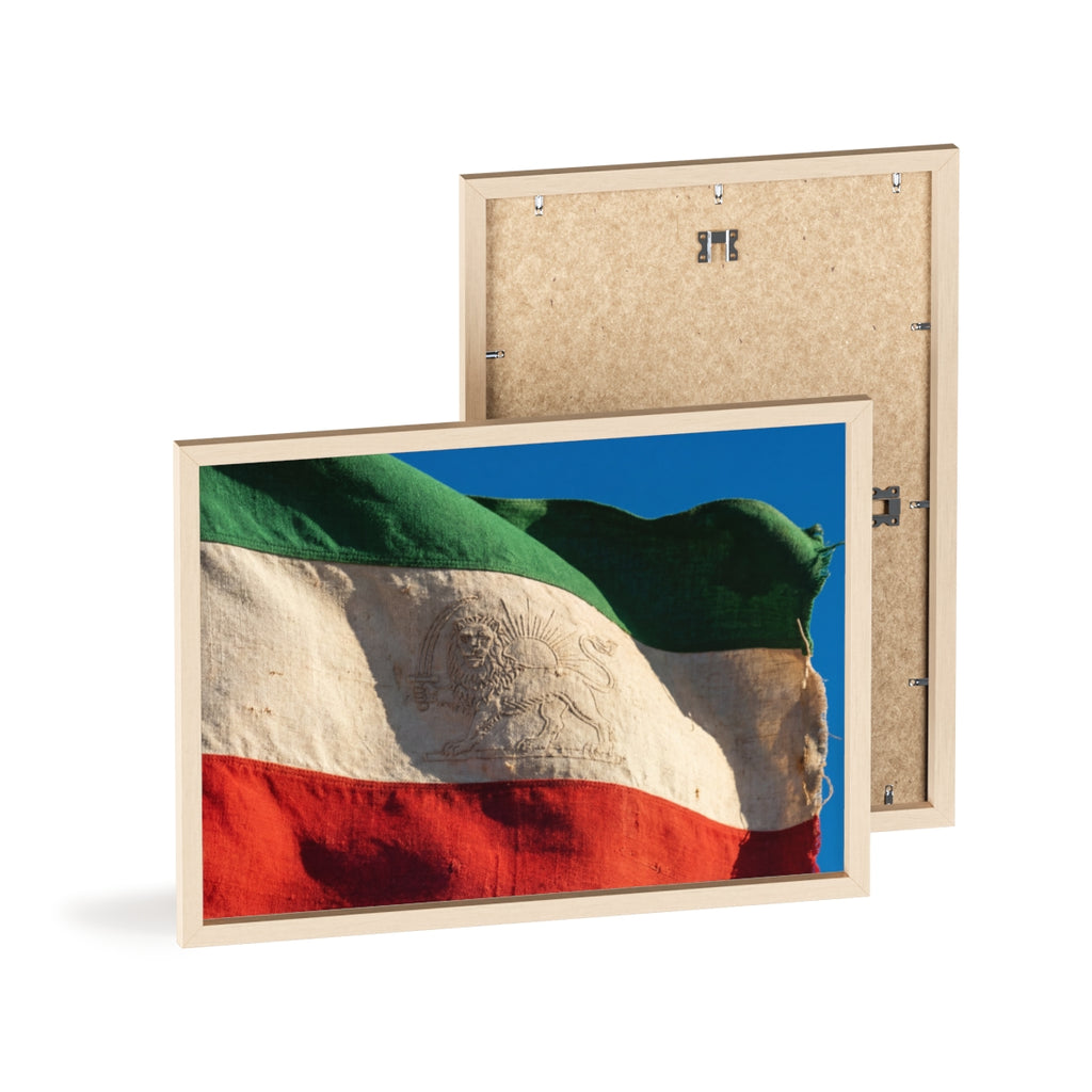 Wood Framed Poster - Vintage Flag — Landscape