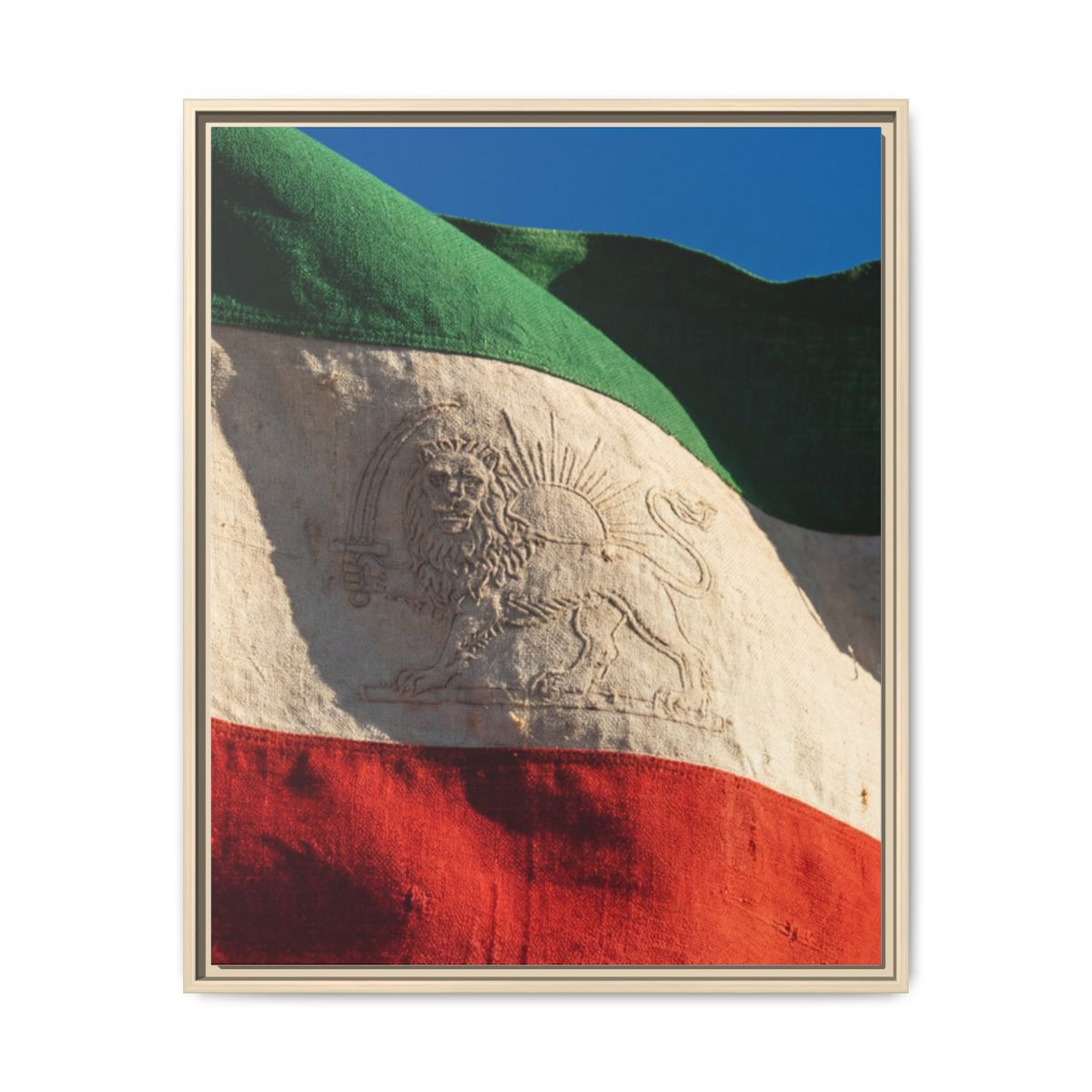 Framed Canvas Art - Distressed Flag — Natural / 1.25"