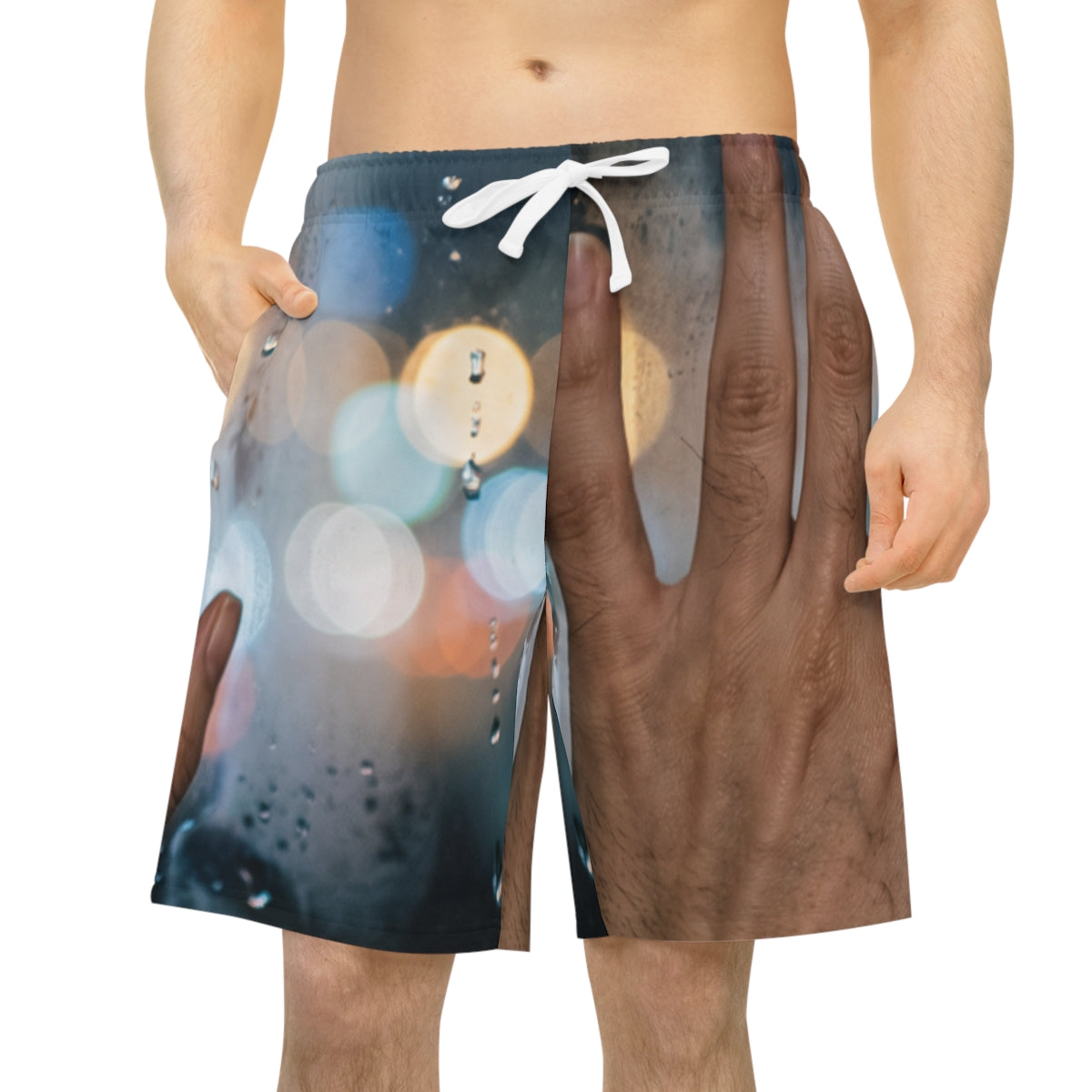 Men's Athletic Long Shorts Rainy City Art