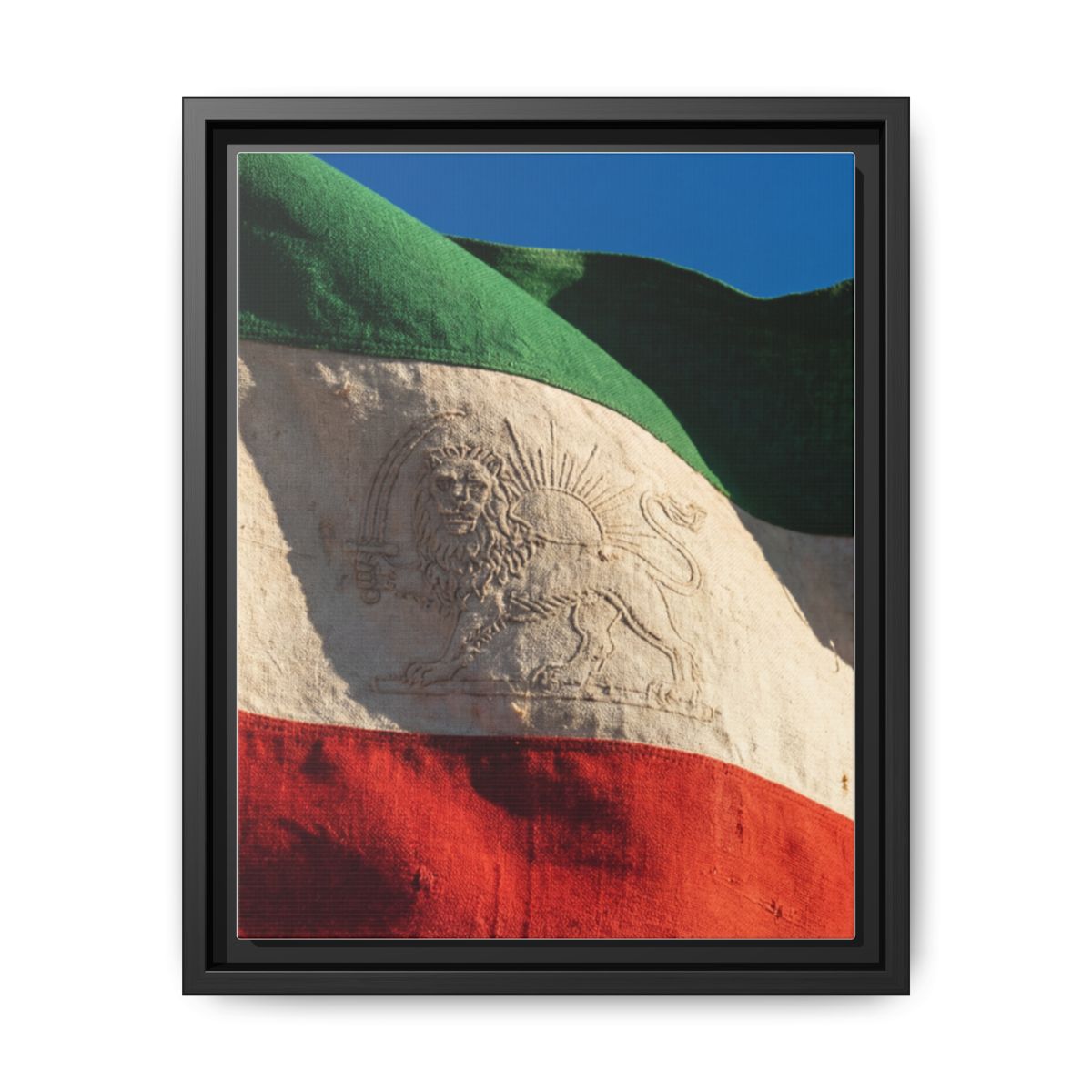 Framed Canvas Art - Distressed Flag — Black / 1.25"