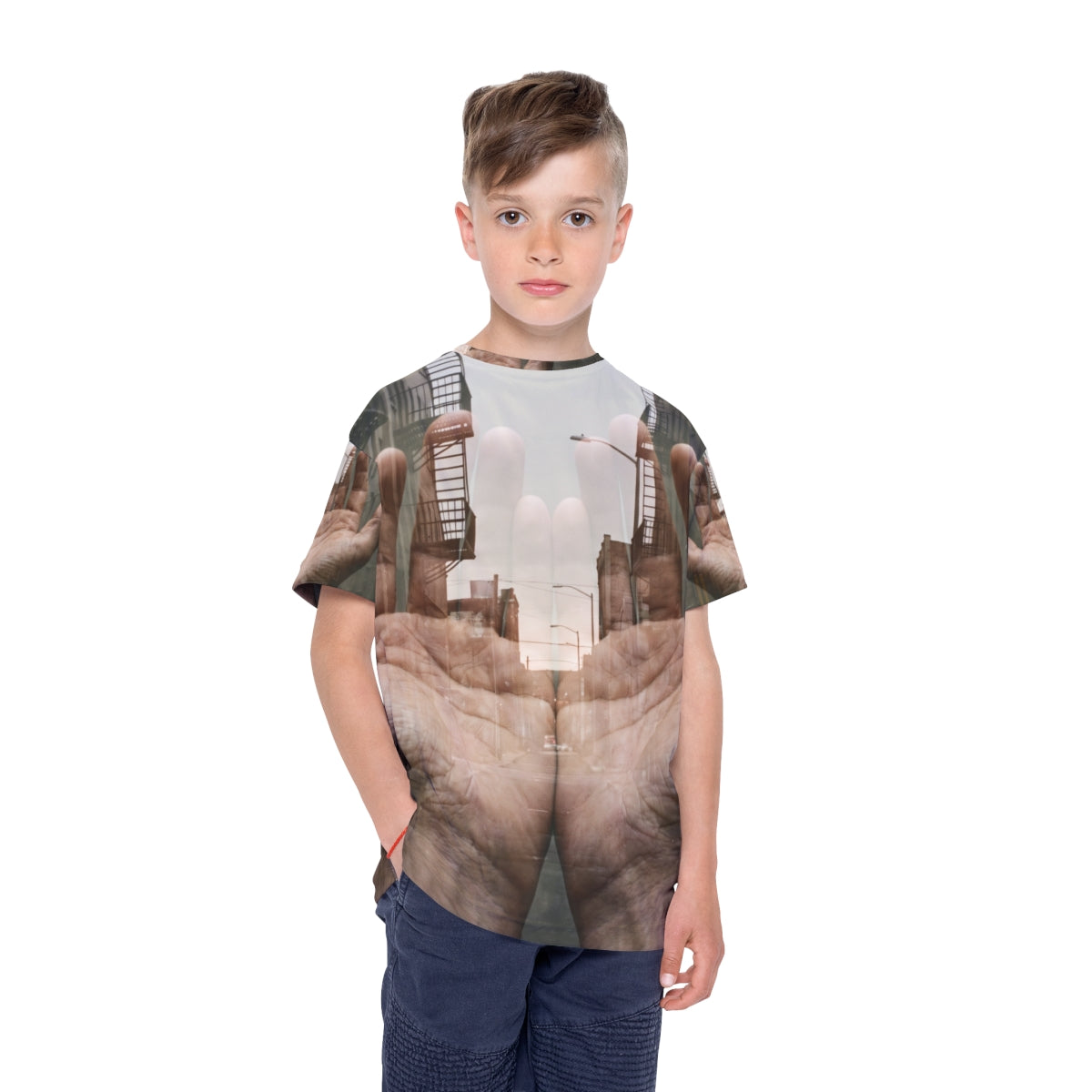 Kids Sports Jersey with City Double Exposure Art