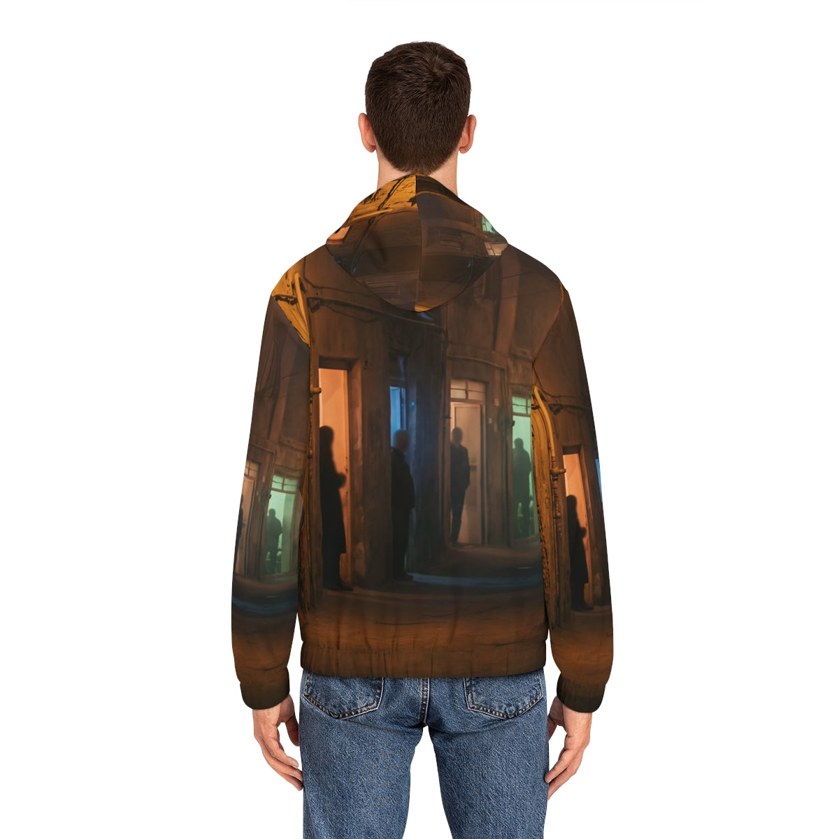 Men's Full-Zip Hoodie - Shadowed Alleyway Mystery Art Print...