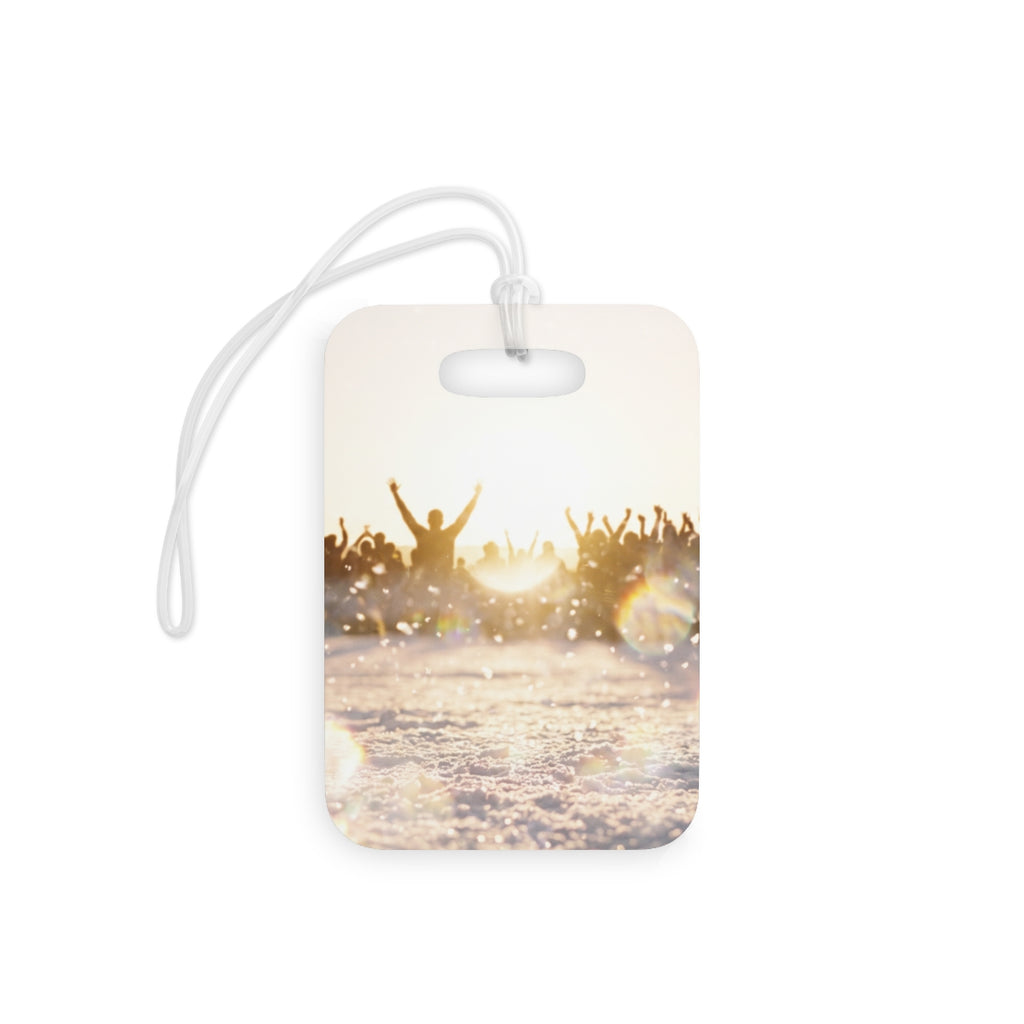 Luggage Tags with Golden Crowd Art