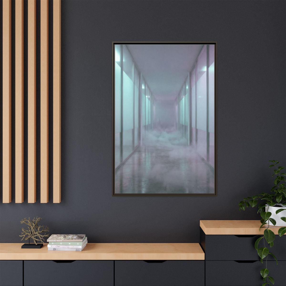 Matte Canvas, Framed - Liminal Corridor Fog Art Print —... |...