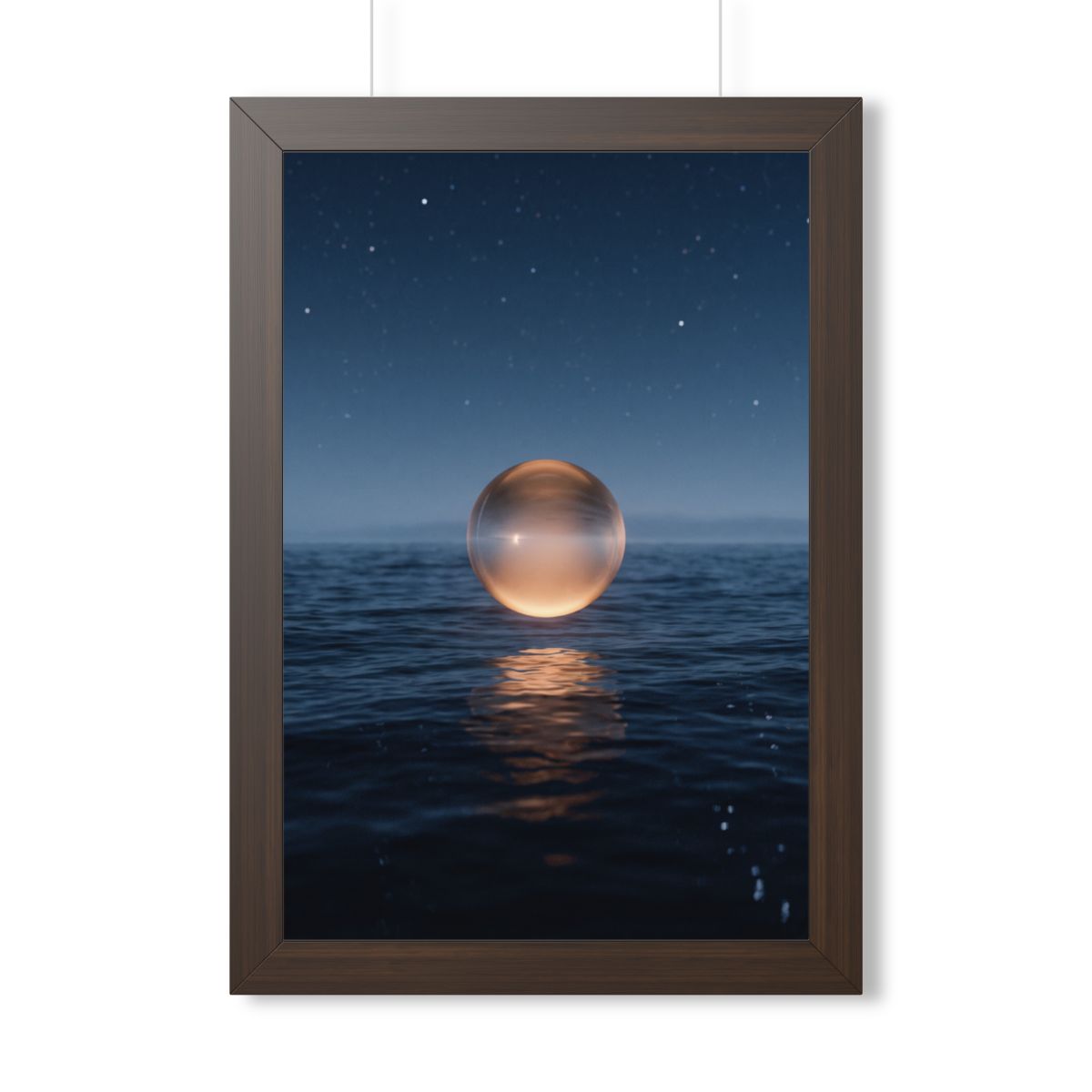 Framed Vertical Poster - Glowing Ocean Horizon — Walnut... |...