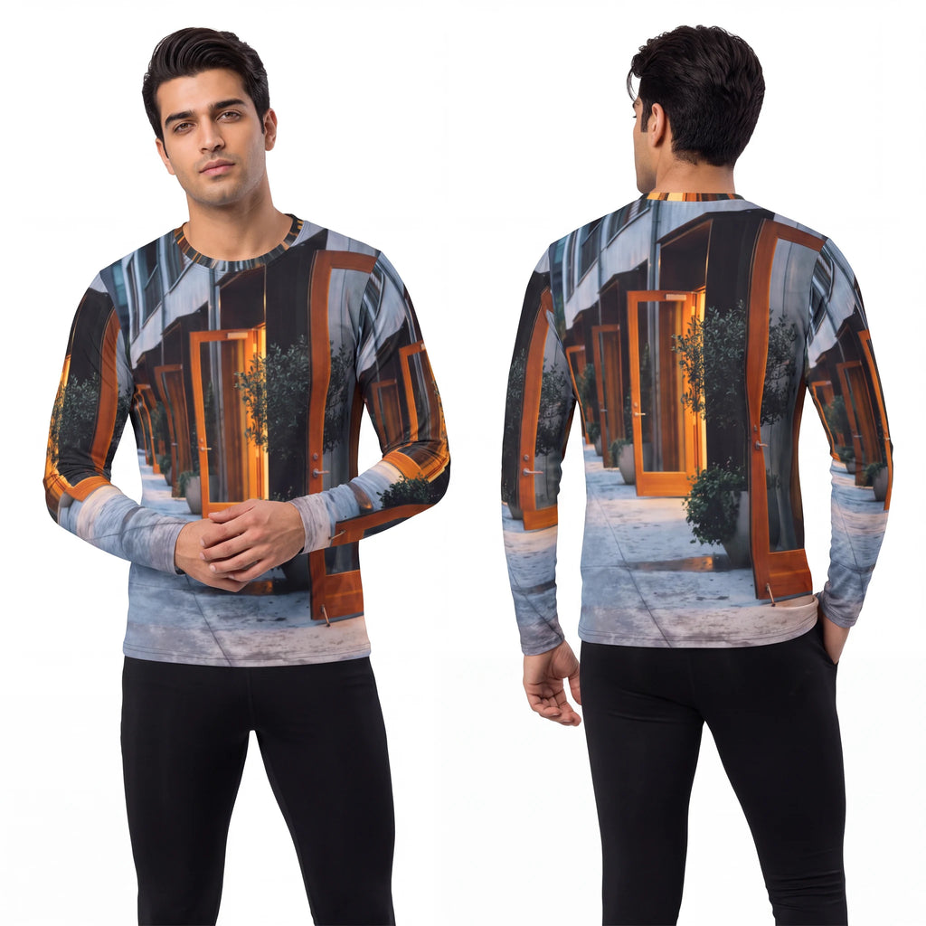 Men's Long Sleeve Shirt - Twilight Courtyard | Echovira...