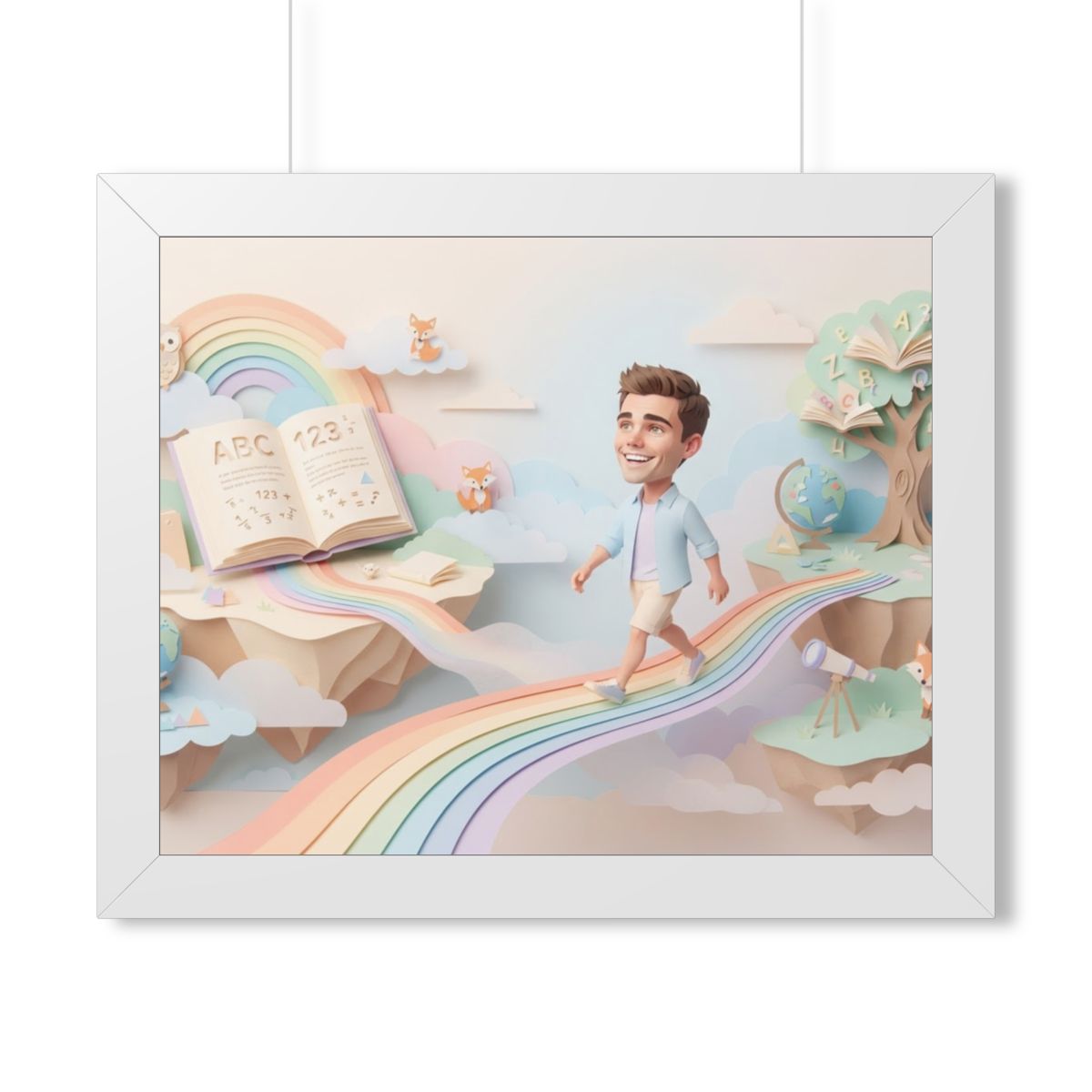 Framed Horizontal Poster - Rainbow Odyssey — White (14×11......