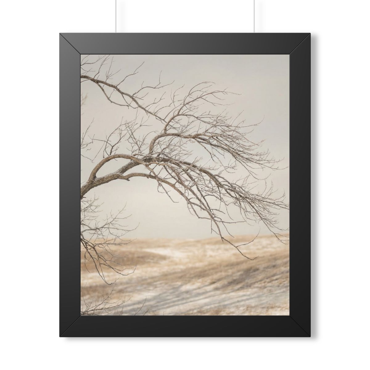 Framed Vertical Poster - Winter Branch Solitude Landscape —...