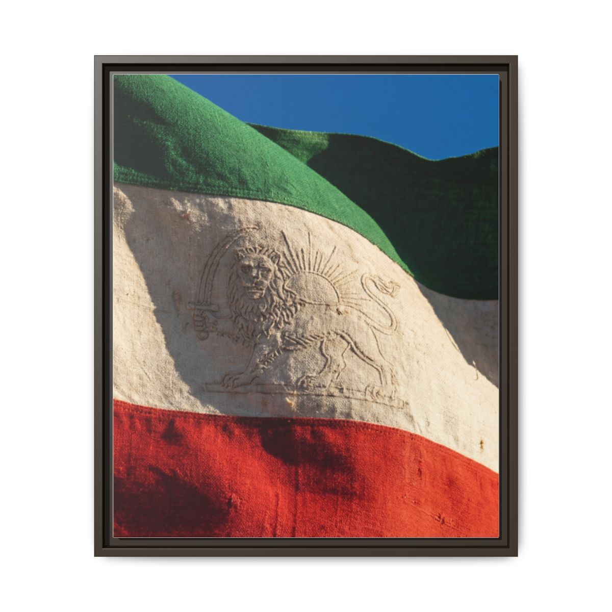 Framed Canvas Art - Distressed Flag — Espresso / 1.25"