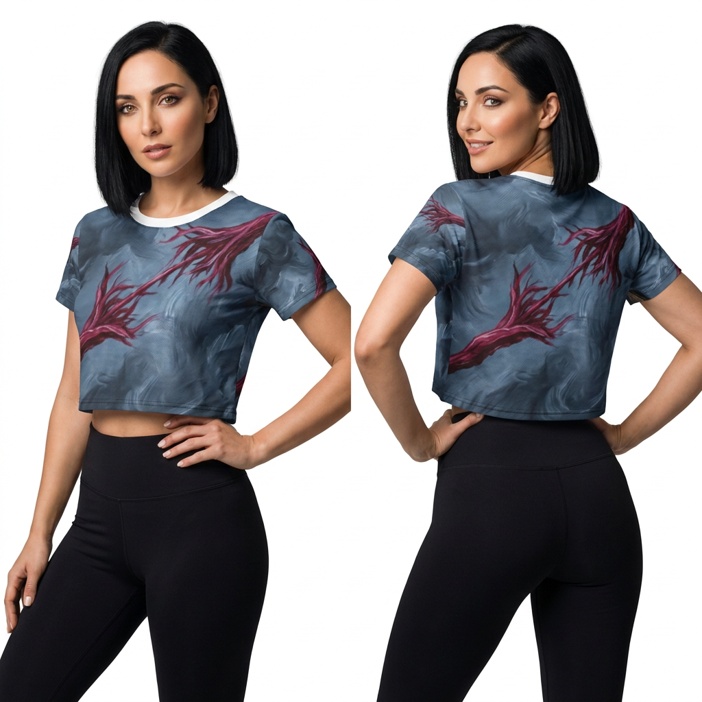 Crimson Tether Abstract Crop Tee