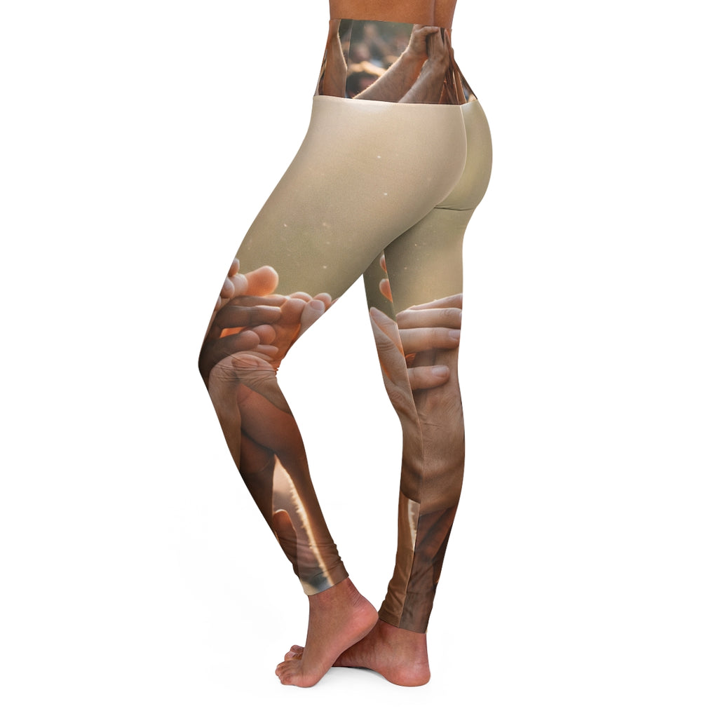 High Waisted Yoga Leggings - Golden Rays of Unity Wall Art |...