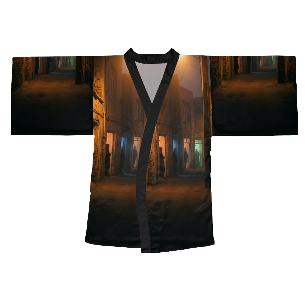 Long Sleeve Kimono Robe - Shadowed Alleyway Mystery Art... |...