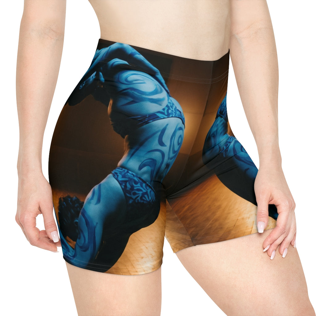 Women's Biker Shorts - Cerulean Swirl | Echovira Gallery
