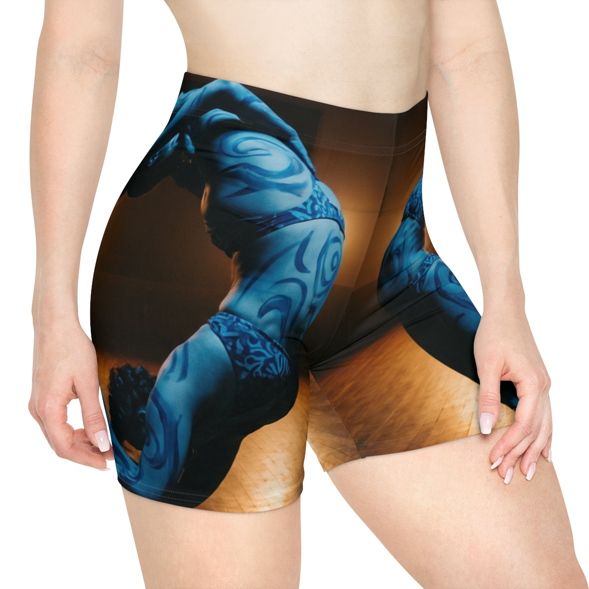 Women's Biker Shorts - Cerulean Swirl | Echovira Gallery