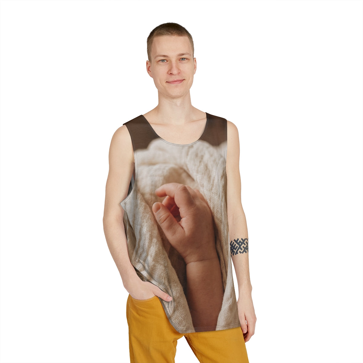 Men's Tank - Tender Newborn Hand in Soft Muslin Blanket |...