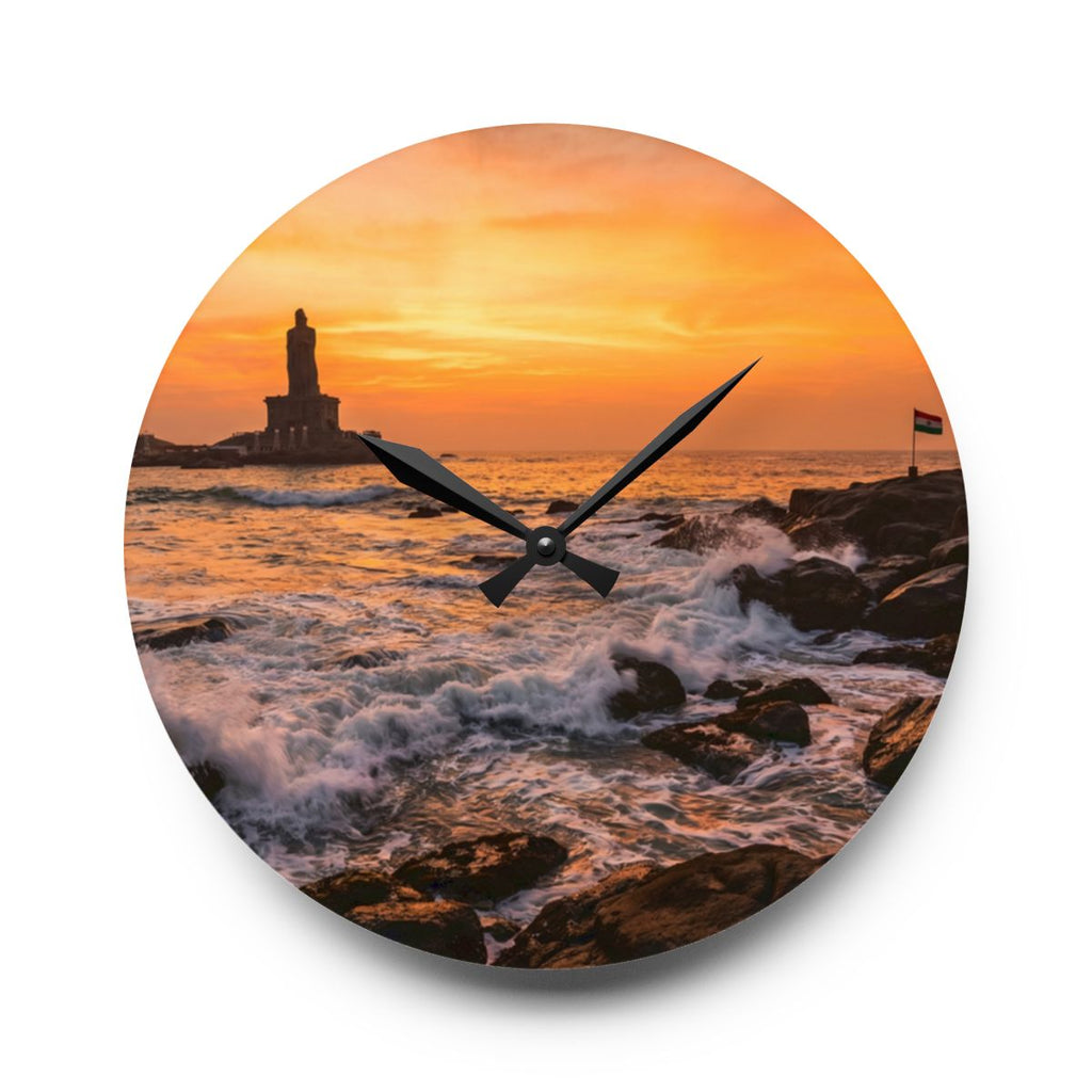 Acrylic Wall Clock - Golden Hour Coast