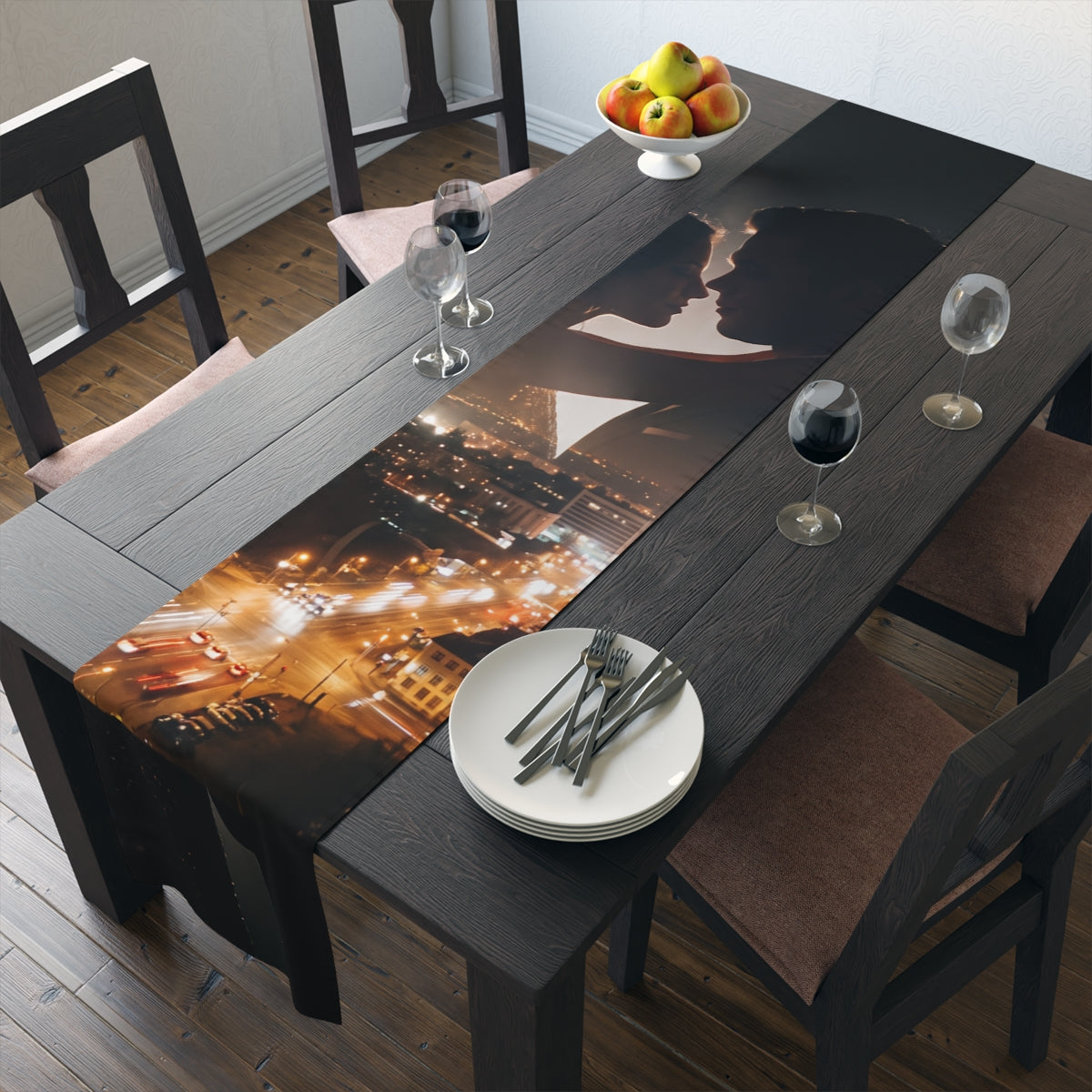 Table Runner - Midnight City Romance | Echovira Gallery