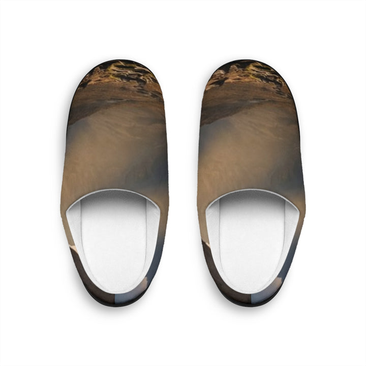 Women's Indoor Slippers - Mystic Monolith Ancient Persian Mountain Art