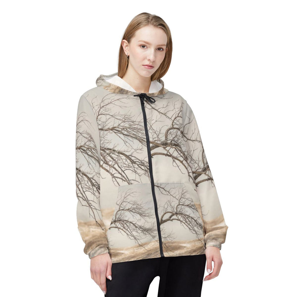Unisex Windbreaker Jacket - Winter Branch Solitude Landscape...