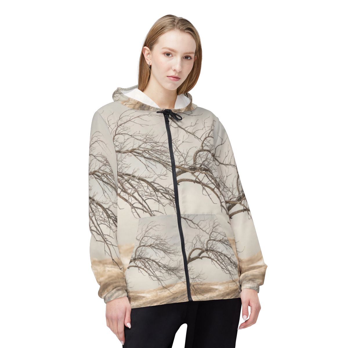Unisex Windbreaker Jacket - Winter Branch Solitude Landscape...