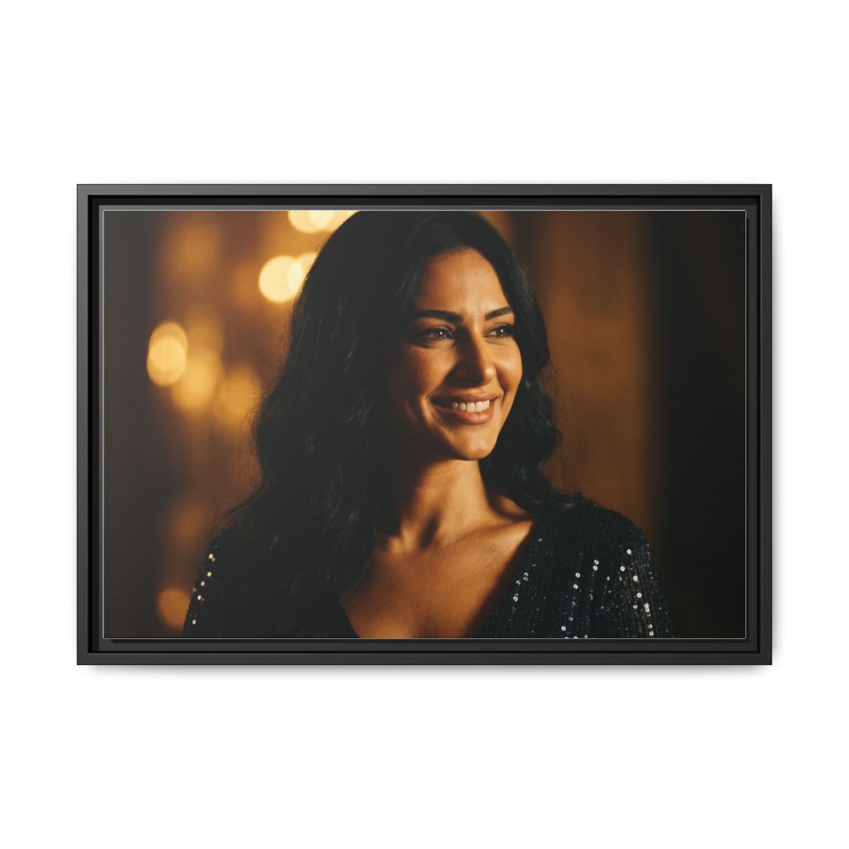 Framed Canvas Art - Golden Glamour — Black / 1.25"