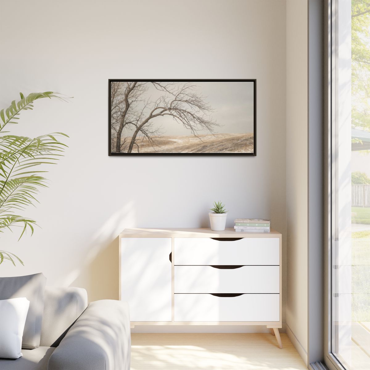 Matte Canvas, Framed - Winter Branch Solitude Landscape —......