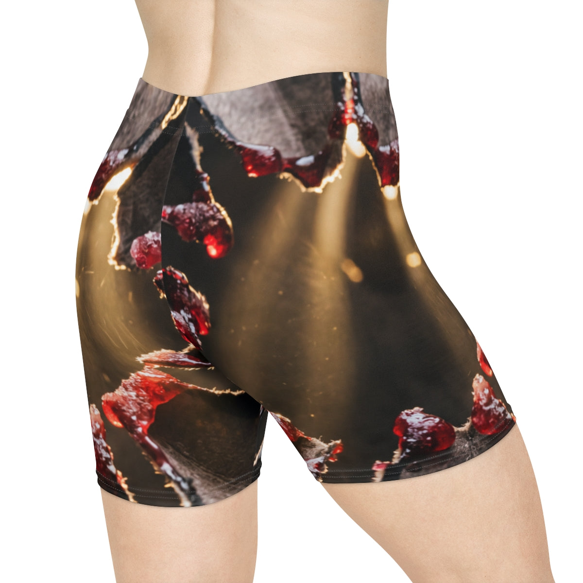 Women's Biker Shorts - Crimson Flare | Echovira Gallery