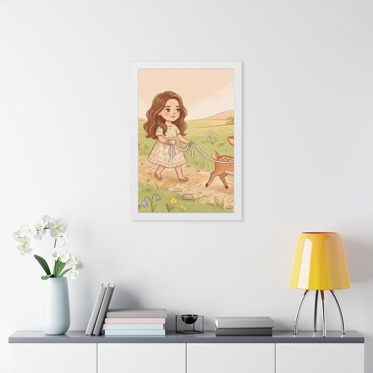Framed Vertical Poster - Meadow Walk Fawn — White (11×14......