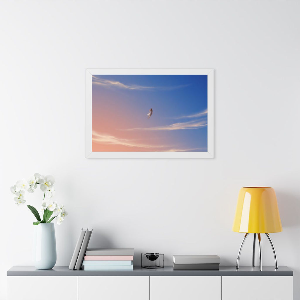 Framed Horizontal Poster - Horizon Sky Calm — White (14×11...