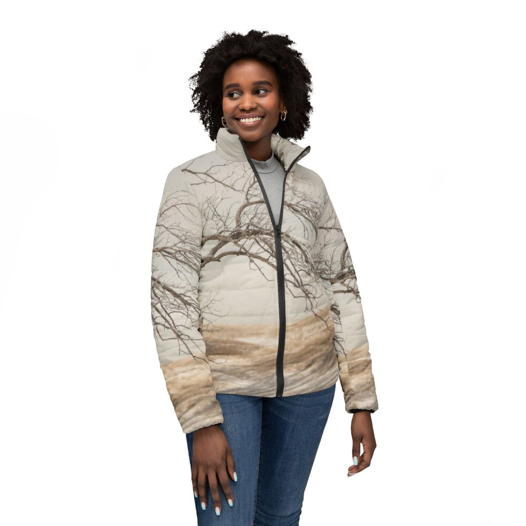 Women's Puffer Jacket - Winter Branch Solitude Landscape |...