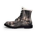 Men's Fur and Leather Boots Geometric Hearth Art