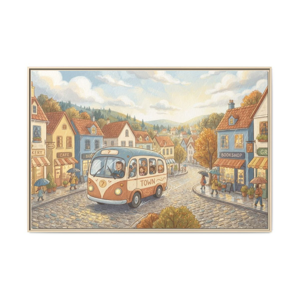 Matte Canvas Framed - Cozy Town Bus — Natural / 1.25" (10×8...