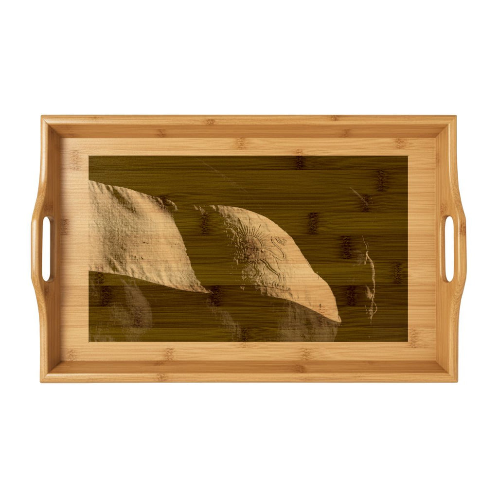 Bamboo Serving Tray - Vintage Persian Lion and Sun Heritage...