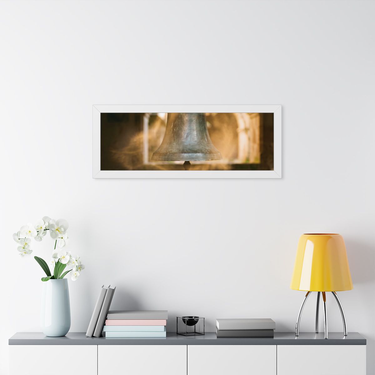 Framed Horizontal Poster - Cloister Bell — White (14×11... |...