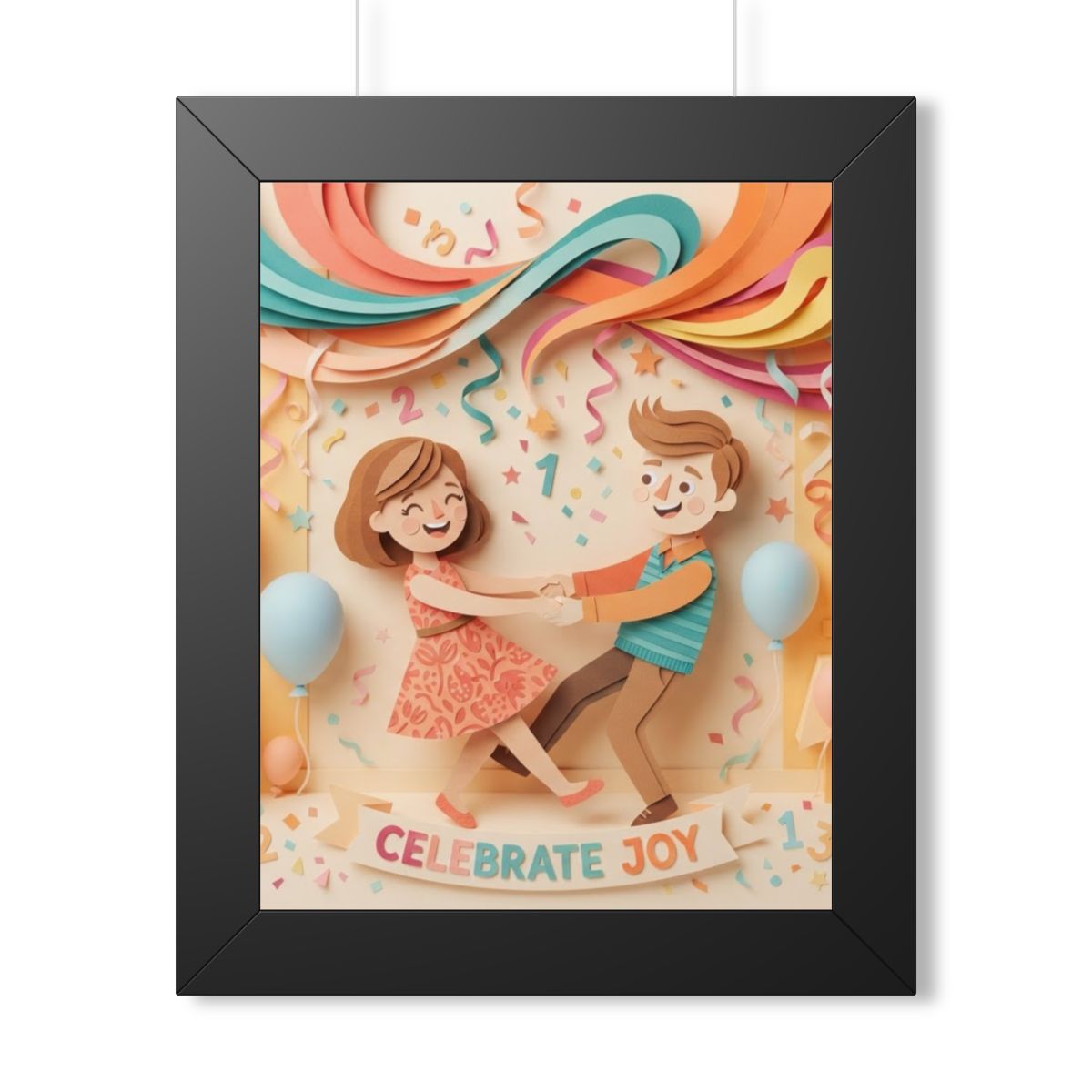 Framed Vertical Poster - Celebrate Joy Papercut Art... |...