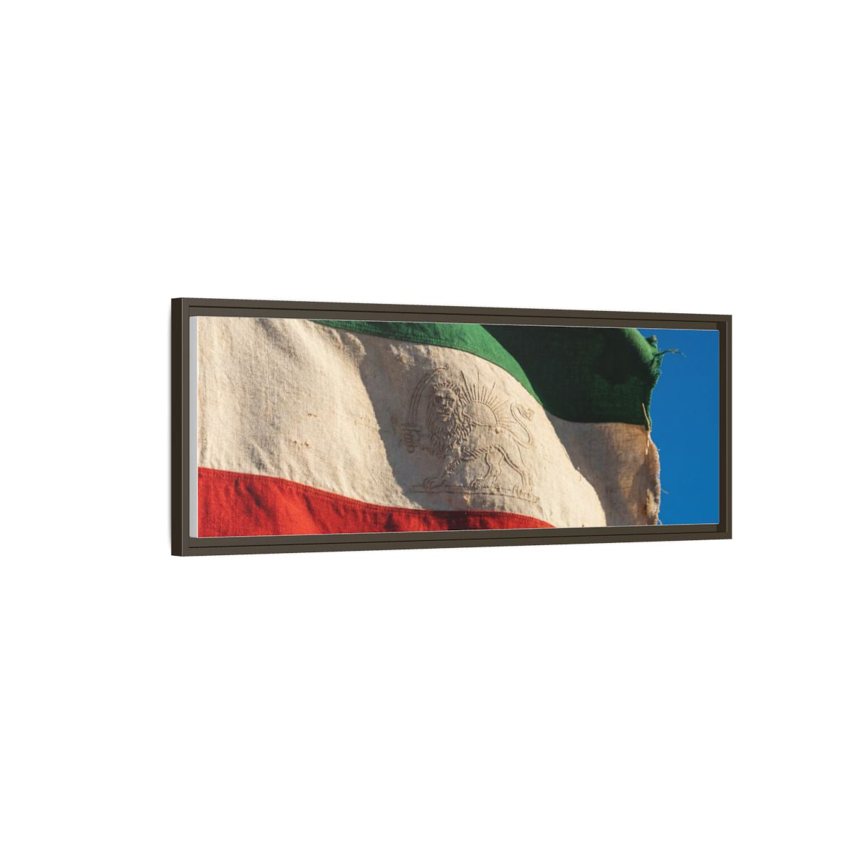 Gerahmte Leinwandkunst – Distressed Flag – Espresso / 3,18 cm