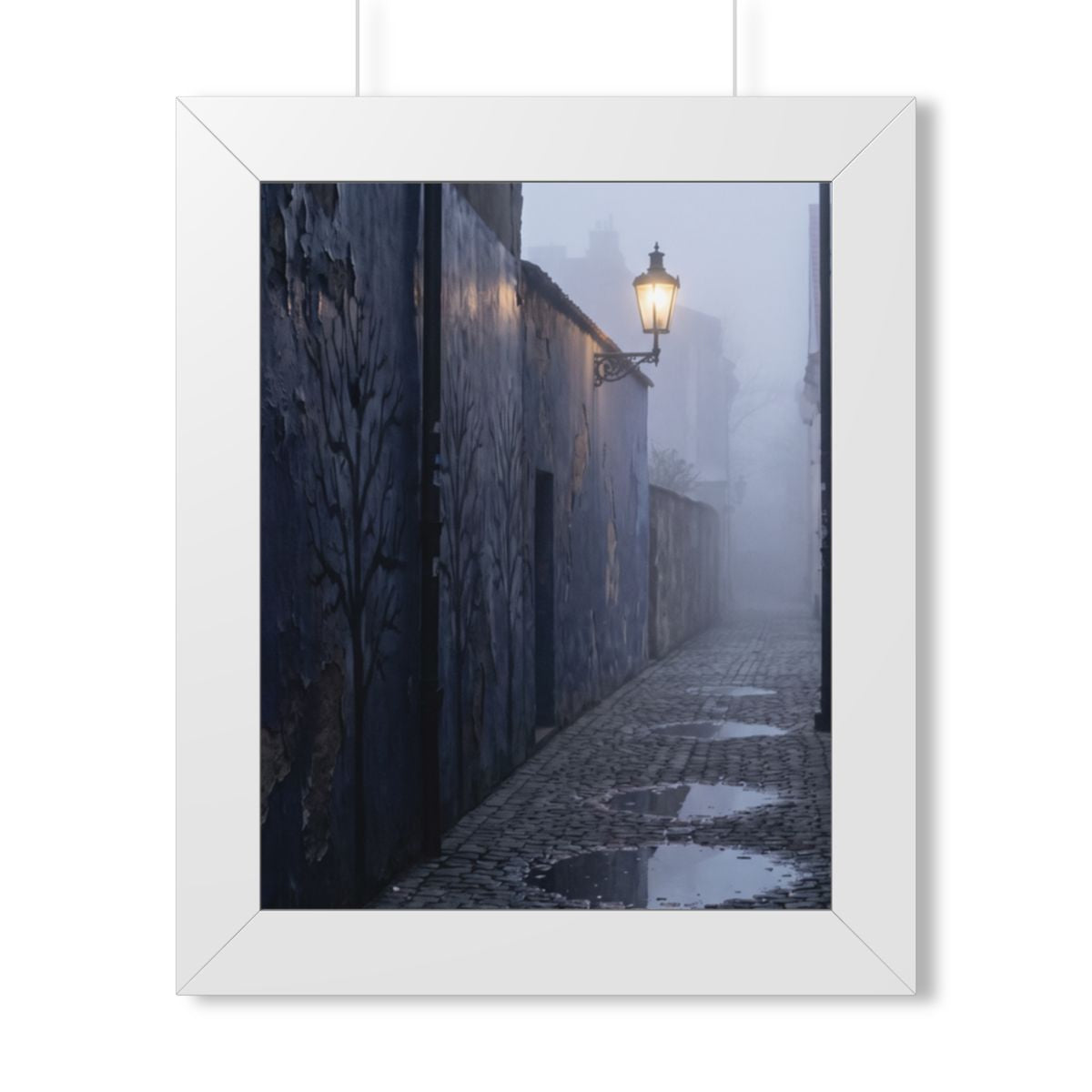 Framed Vertical Poster - Cobblestone in Mist — White (11×14...
