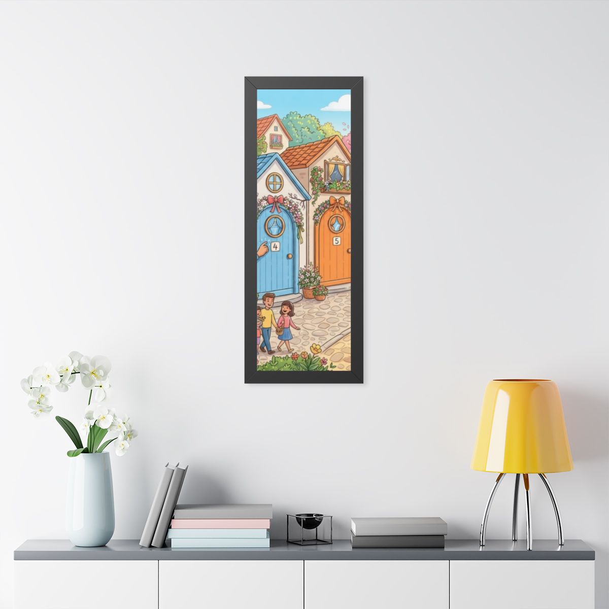 Framed Vertical Poster - Storybook Lane Gateway — Black... |...