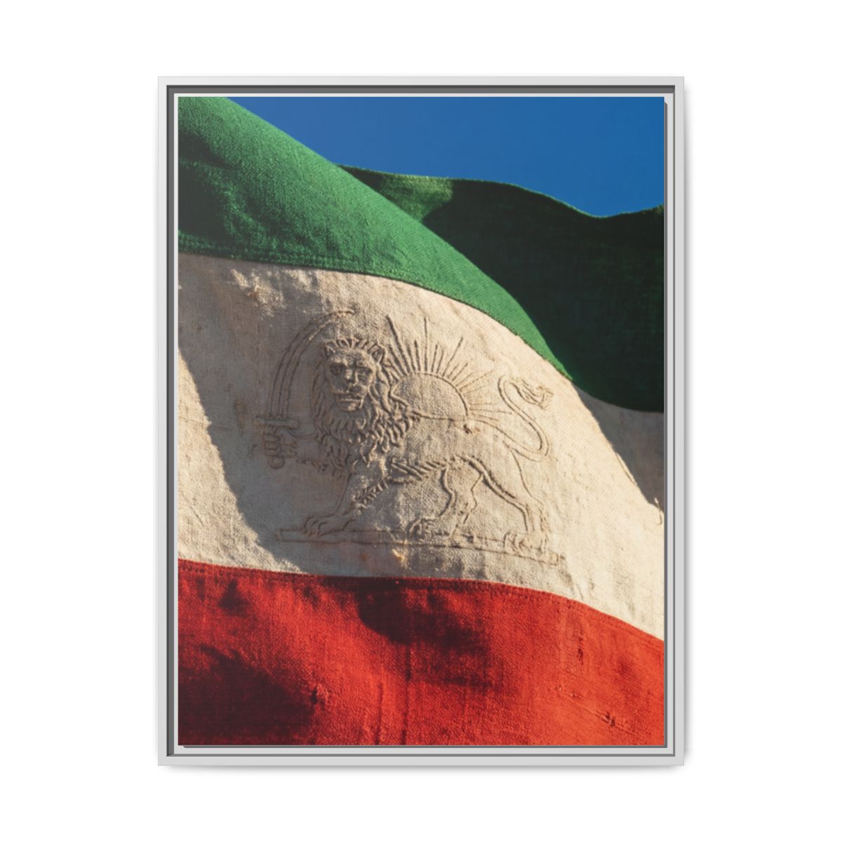 Framed Canvas Art - Distressed Flag — White / 1.25"