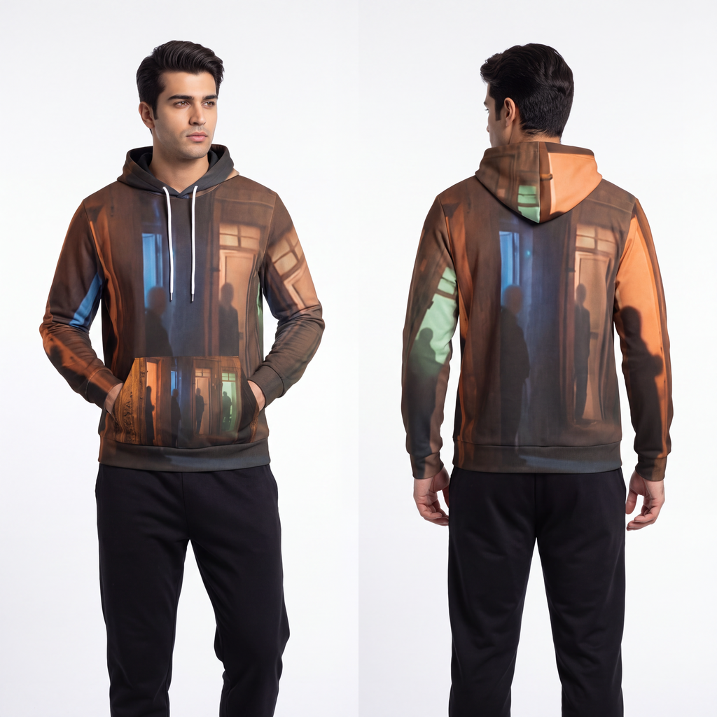 Men's Fashion Hoodie - Nocturnal Alleyway Misty Street Art |...
