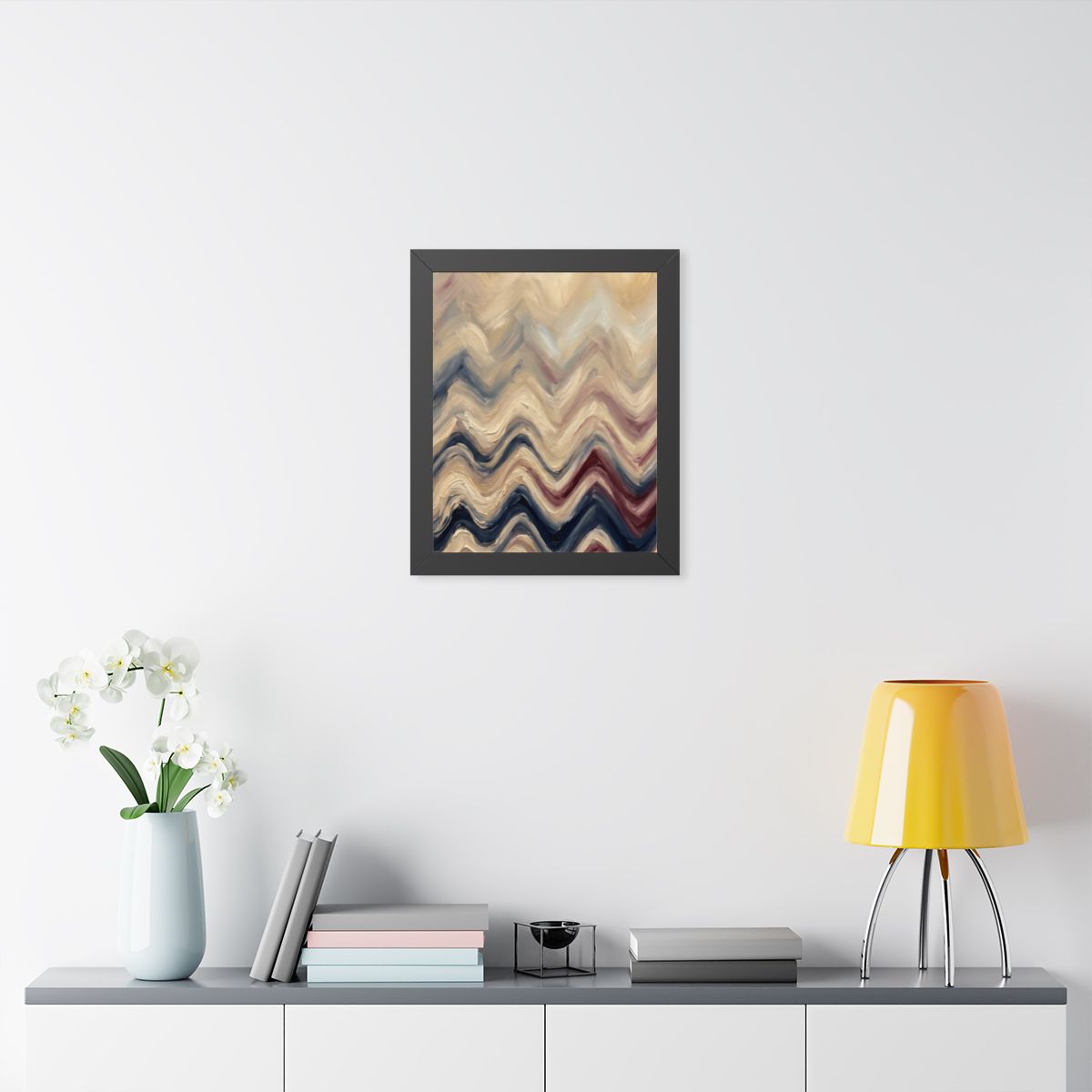 Framed Vertical Poster - Earth Chevron Wave — Black (11×14...