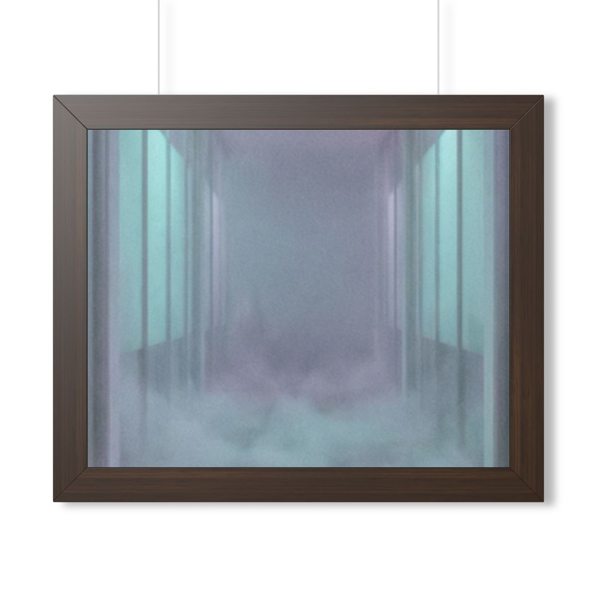 Framed Horizontal Poster - Liminal Corridor Fog Art Print —...