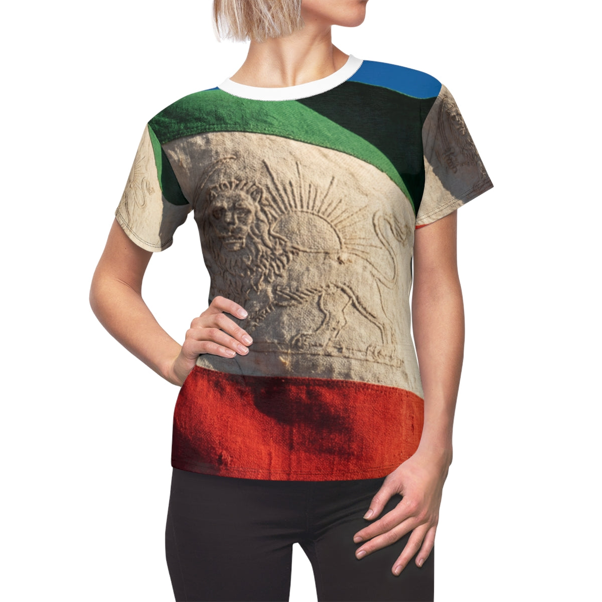 Women's Cut & Sew Tee - Vintage Persian Lion and Sun Flag......