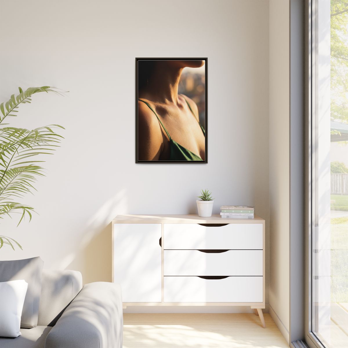 Golden Hour Matte Canvas - Framed Sunset Wall Art — Espresso...