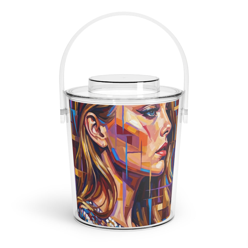 Ice Bucket with Tongs - Shattered Elegance | Echovira...