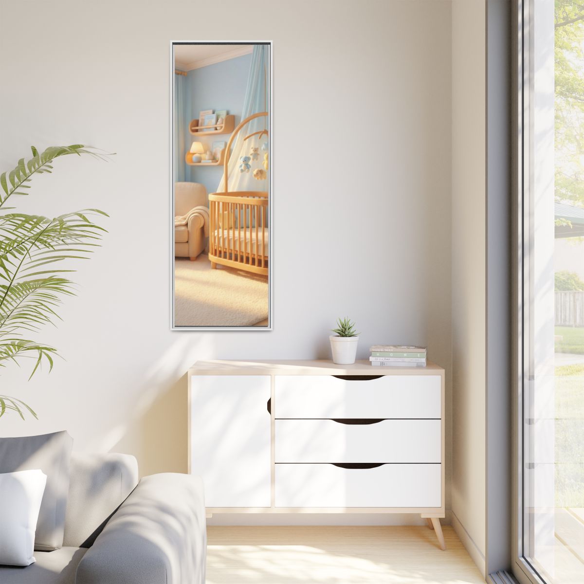 Matte Canvas, Framed - Dreamy Serene Nursery Art — White /...