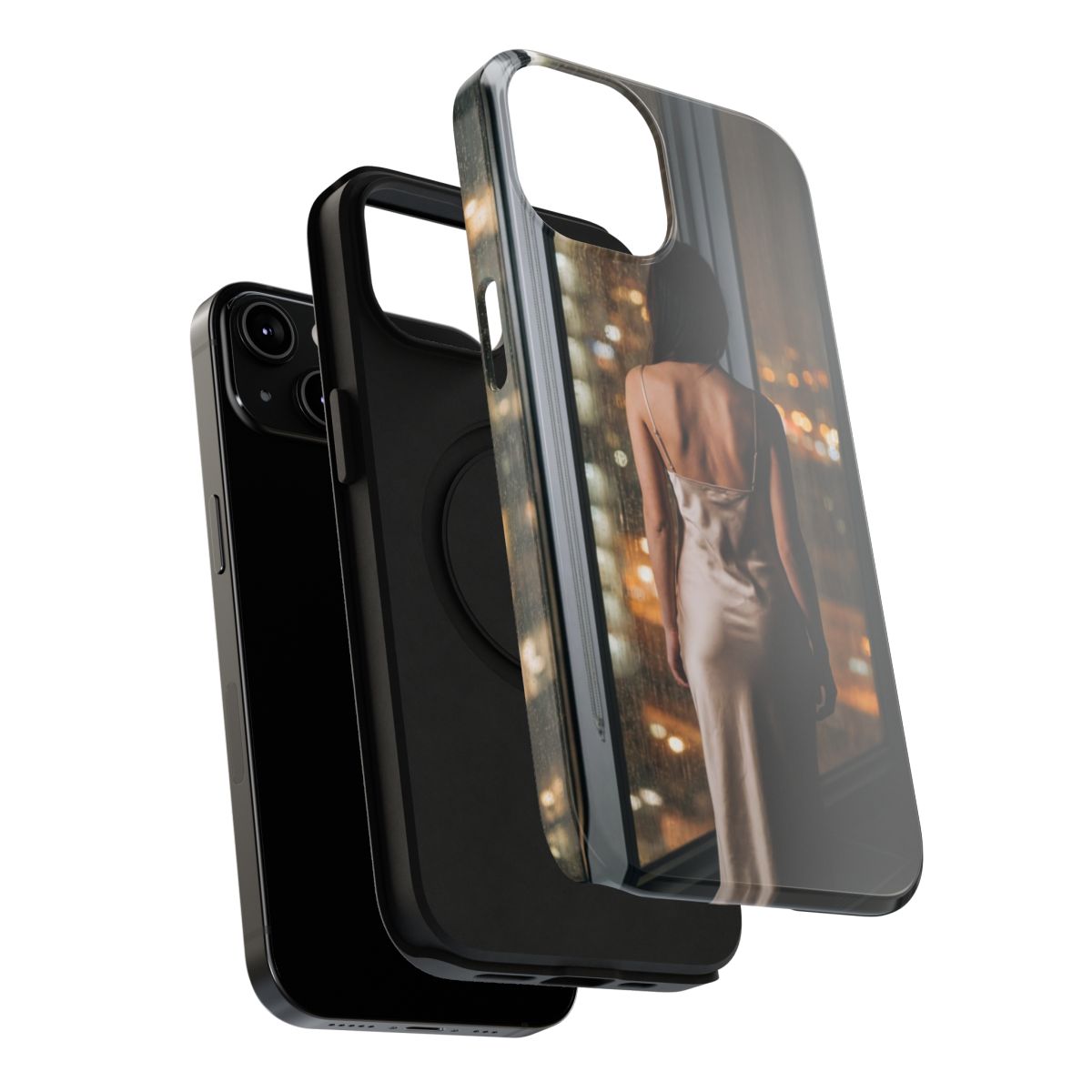 Impact-Resistant Apple iPhone Cases - Rainy City Lights Silk Gown | iPhone 17 Pro Max, 17 Pro, 17 Air & More